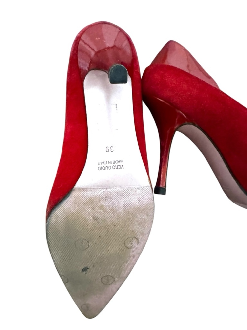 Escada Red Suede Pointed-Toe Women's Pumps - Picture 7 of 9